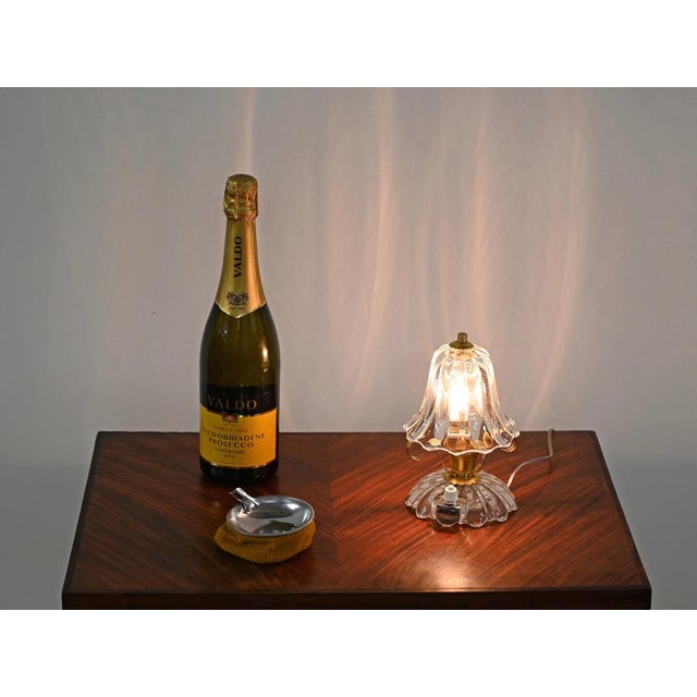 Bell-Flower Murano Glass and Brass Table Lamps from Barovier, Italy, 1940s, Set of 2 For Sale - Image 4 of 16