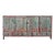Distressed Refinished Light Teal Green Red Marks Credenza Console Cabinet For Sale