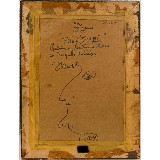 Mid 20th Century Frank Kleinholz, Mid Century Oil Painting Family on Fire Escape Frank Kleinholz WPA NYC Tenements, 20th century For Sale - Image 5 of 11