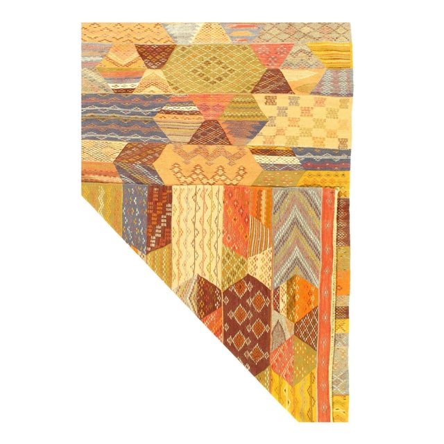 Traditional 1970s Fine Hand Knotted Flat Weave Moroccan For Sale - Image 3 of 4