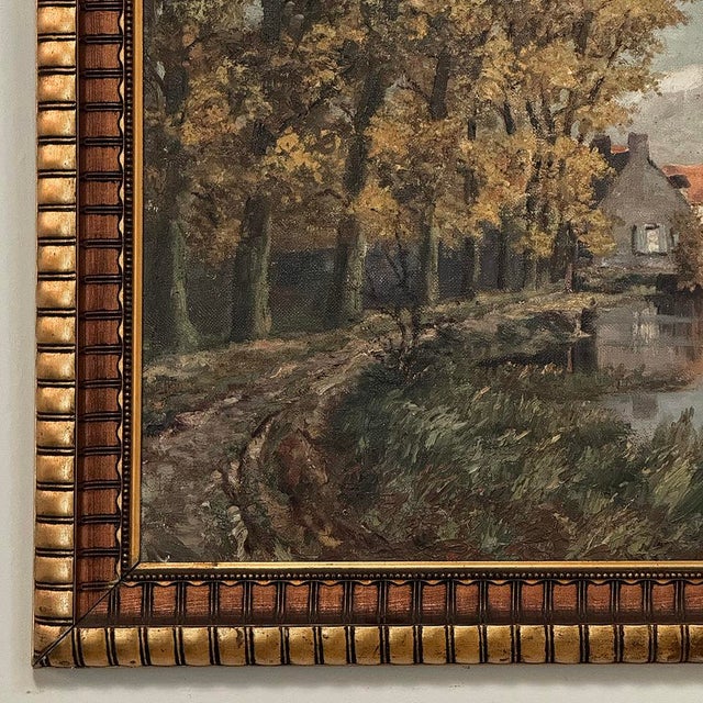 Framed Oil Painting on Canvas by Léon Dardenne (1865-1912) 'Lake View' For Sale - Image 9 of 16