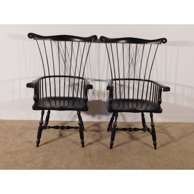 American Massive Pair Vintage D R Dimes Style Painted Comback Windsor Arm Chairs For Sale - Image 3 of 15