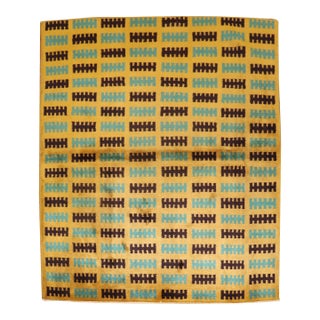Vintage Zabihi Collection Turkish Deco Rug - 4'9" x 5'4" For Sale