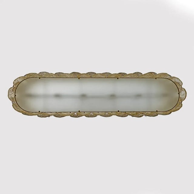 Gold Mid-Century Style Italian Modern Brass and Murano Glass Chandelier, 1990s For Sale - Image 8 of 9