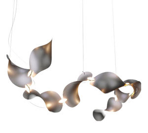 Dune 8 Curve Pendant Light in Aluminum with Silver Anodized Finish by Moss Objects