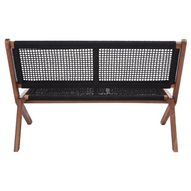 Brown Kobina Outdoor Bench - Natural/Black For Sale - Image 8 of 11