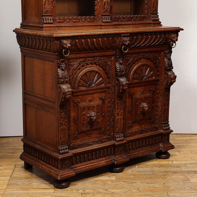 Late 19th Century Antique Jacobean Carved Oak Cabinet For Sale - Image 5 of 12