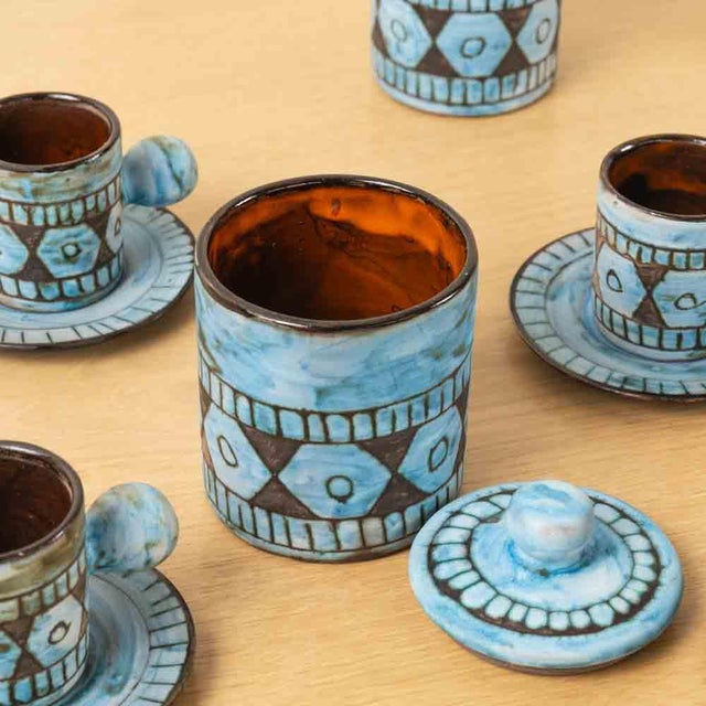 Ceramic 1960's French Ceramic Coffee Set by Alain Maunier- 17 Pieces For Sale - Image 7 of 11