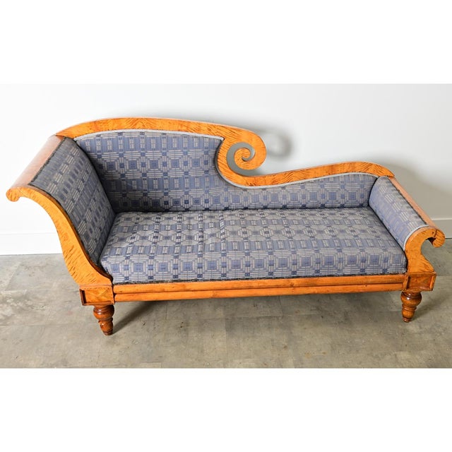 An expressive Biedermeier period chaise lounge dating to circa 1820 Sweden, in the manner of the famous maker Karl Johan....