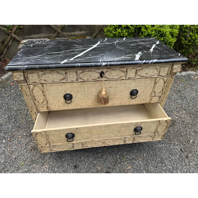 Painted French Style Commode/Chest With Black Marble Top For Sale - Image 12 of 12