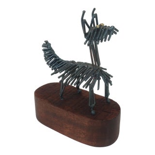 Vintage Brutalist Wire Dog Sculpture For Sale