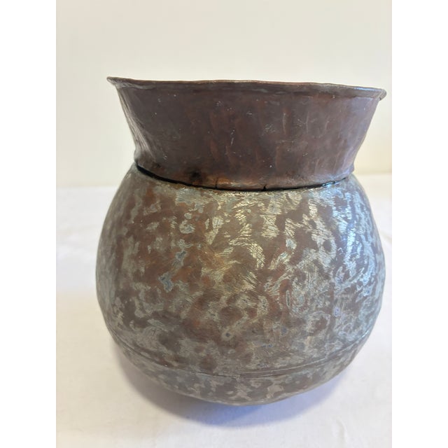 Mid 18th Century Antique Hand Hammered Copper Pitcher, Riveted Primitive Water Jug For Sale - Image 5 of 10