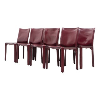 Cab 412 Bordeaux Red Chair Set by Mario Bellini for Cassina, 1990s, Set of 8 For Sale