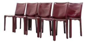 Cab 412 Bordeaux Red Chair Set by Mario Bellini for Cassina, 1990s, Set of 8