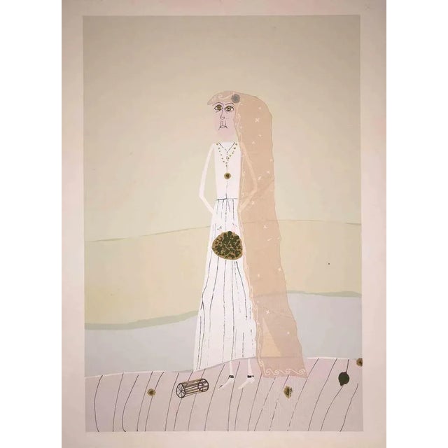 The Bride is an original lithograph realized by Gabrijel Stupika in the 1980s Mixed-colored lithograph. Not signed. Good...