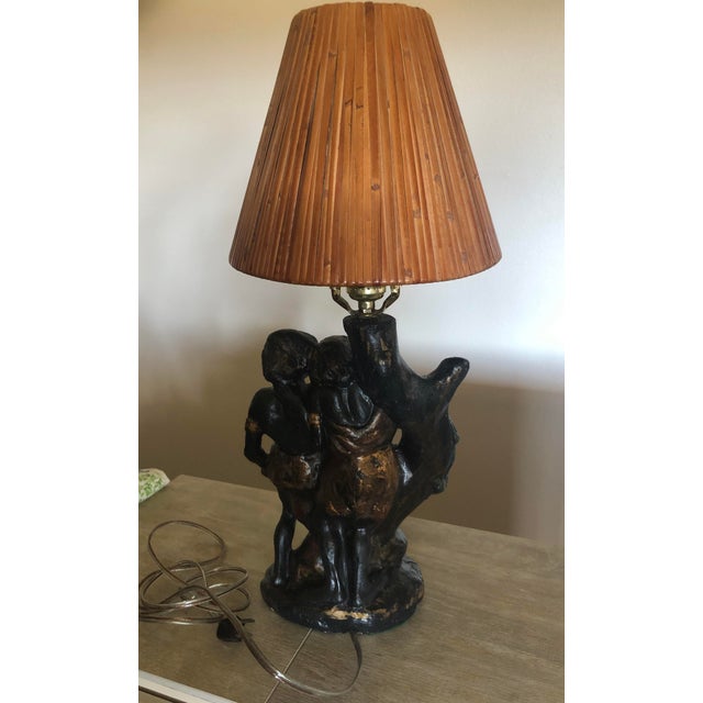 Vintage Aboriginal Lamp, Australian, Plaster, With Shade For Sale - Image 4 of 6