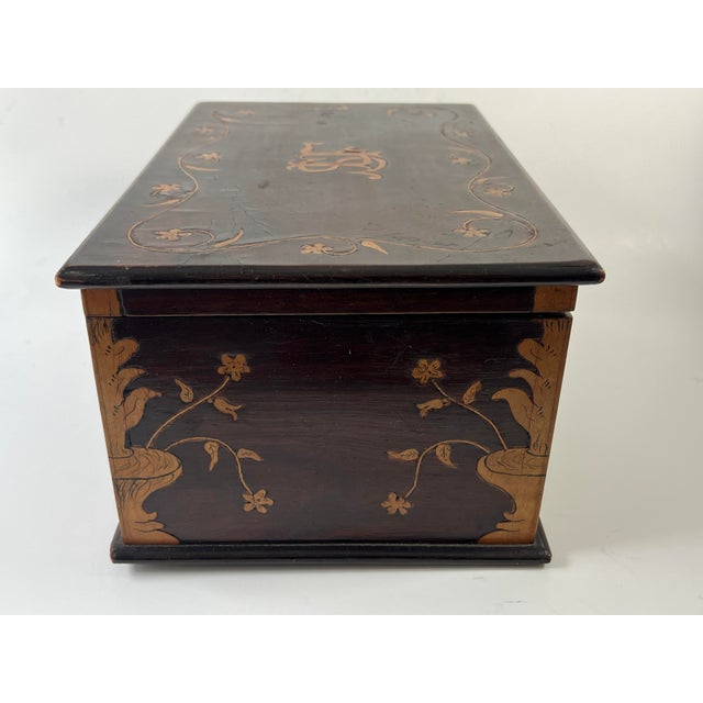 Antique Inlaid Wooden Box With Garlands and Urns For Sale - Image 4 of 9