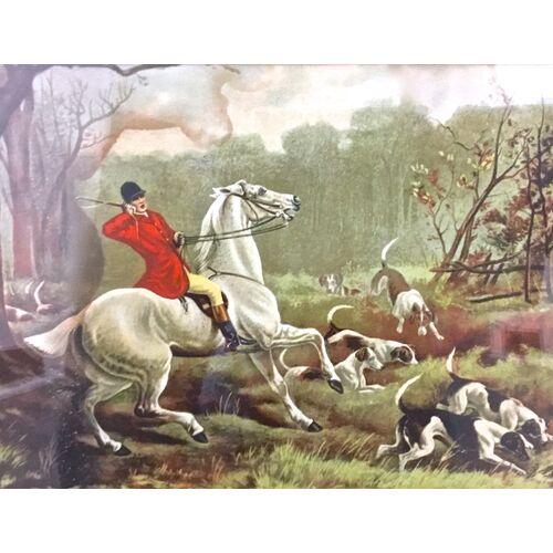 English Antique Three-Panel Hunt Scene For Sale - Image 3 of 9