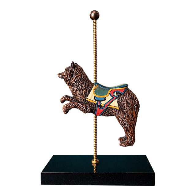 Vintage Hamilton Collection Carousel Bear | Art of the Carousel | Hand-Painted Carnival Animal Sculpture For Sale