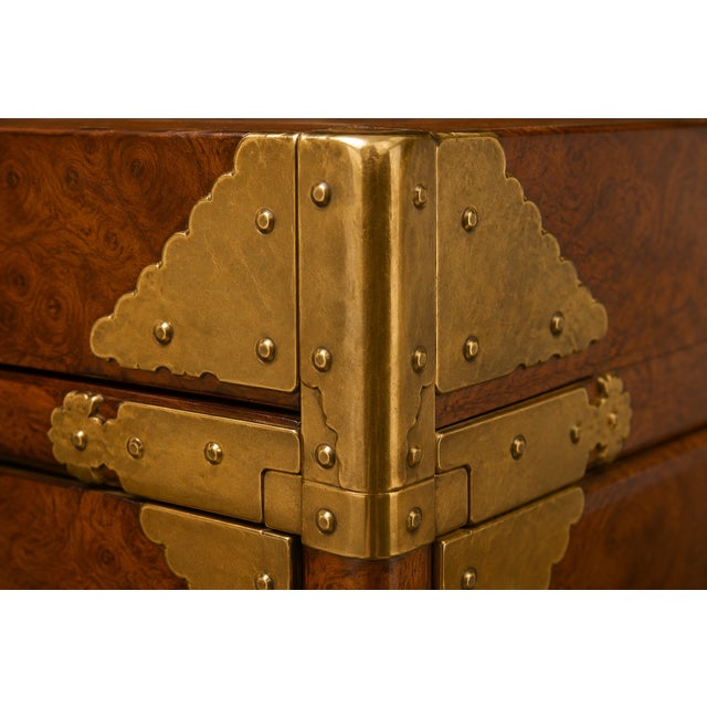 Mid 20th Century 18th Century English Campaign Walnut Secretary Chest With Brass Bound Details For Sale - Image 5 of 6