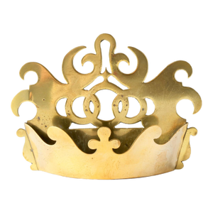 Antique English Brass Crown Wall Pocket