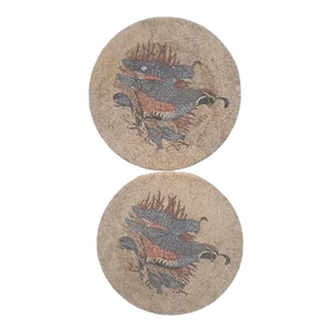 Vintage Birds Stoneware Coasters- Set of 2