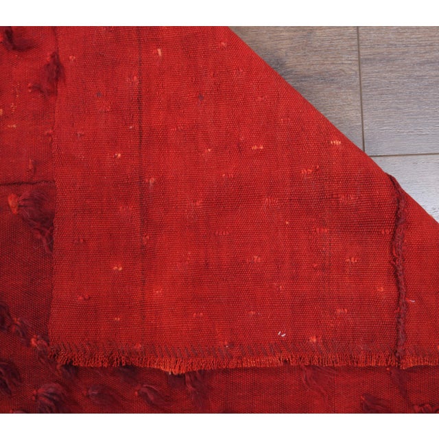 Vintage Turkish Hand-Knotted Wool Cotton Red Kilim Runner Rug For Sale - Image 6 of 9