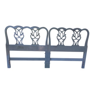 Chippendale Painted Mahogany King/Twin Convertible Headboards - 2 Pieces For Sale
