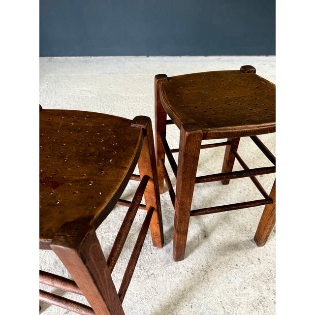 French Country Bistro Stools, 1930s, Set of 2 For Sale - Image 12 of 16