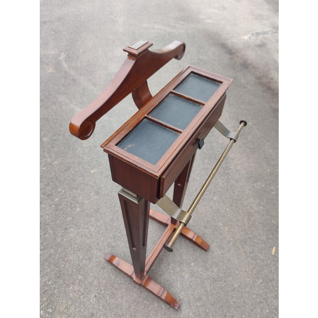 Mid-Century Modern Vintage Cherry Wood Valet Butler For Sale - Image 3 of 8