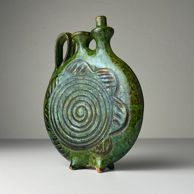 Green Vintage Ceramic Bottle by Velimir Dordevic, 1970s For Sale - Image 8 of 15