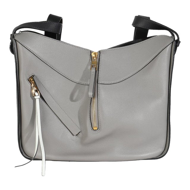 Grey Black Calfskin Medium Hammock Shoulder Bag For Sale