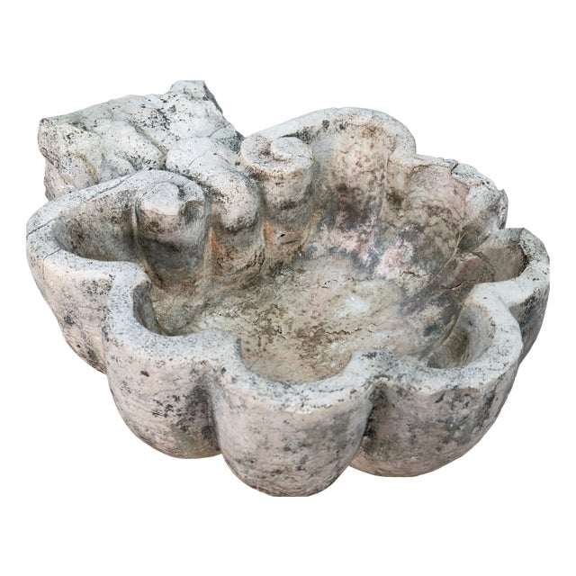 Antique Holy Water Stoup in Carved Stone, 20th Century For Sale