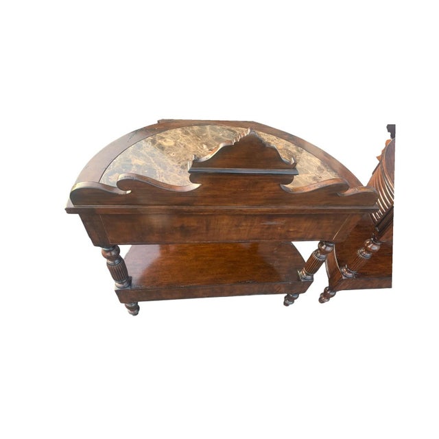 Traditional Late 20th Century Pair of Marge Carson Demilune Side Tables / Nightstands Marble Top For Sale - Image 3 of 14