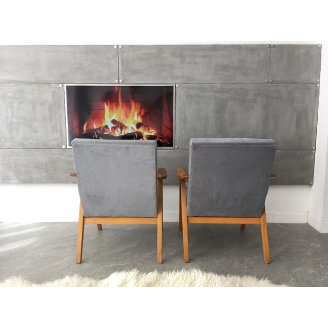 1960s Set of Mid-Century Velvet Armchairs from ZNZ, 1960s For Sale - Image 5 of 14