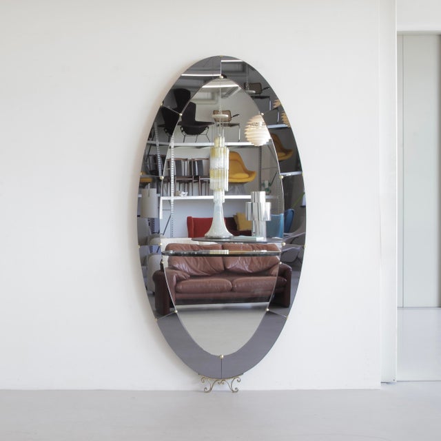 Large Floor Mirror with Glass Console from Cristal Art, Torino, Italy, 1956 For Sale - Image 10 of 10