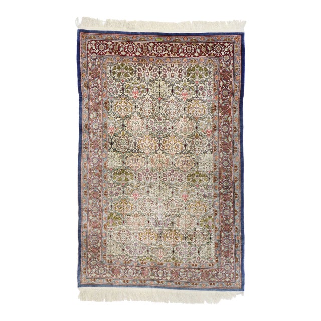Vintage Turkish Silk Hereke Rug - 03'01 X 04'09 For Sale