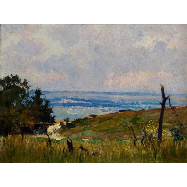 Narcise Guilbert -1917 French Country Side Landscape in Verdun-Oil Painting For Sale - Image 4 of 10
