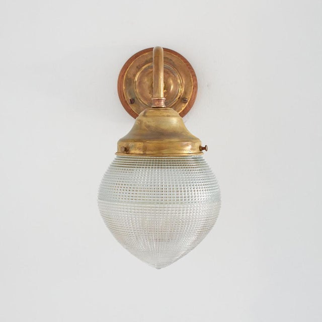 Decorative Acorn Holophane Brass Wall Light For Sale - Image 3 of 10