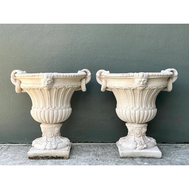 Vintage Carved Stone Urns - Pair For Sale - Image 12 of 14
