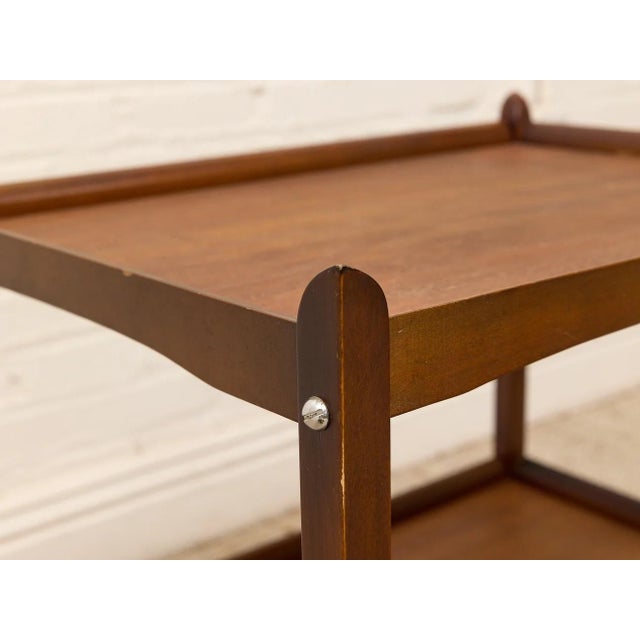 Mid 20th Century Vintage Mid-Century Modern Two-Tier Wood Bar Cart For Sale - Image 5 of 12