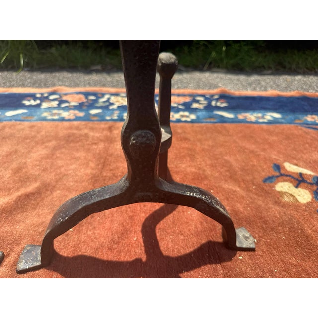 1938 Pair of American Medallion Andirons by Virginia Metal Crafter For Sale - Image 9 of 12