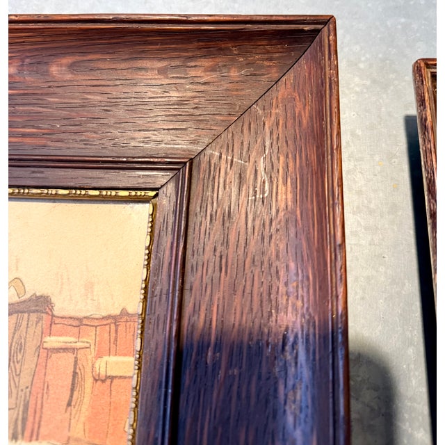 Wood 1900s Henri Cassiers Flemish Life Watercolor Original Chromolithographs - Set of 2 For Sale - Image 7 of 14