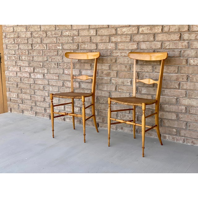 Mid-Century Modern Pair of Italian Circa 1950s Mid Century Botti & Gandolfo Chiavari Chairs For Sale - Image 3 of 9