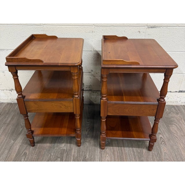 Wood Vintage Pennsylvania House Colonial Style Hard Rock Maple Nightstands - Pair For Sale - Image 7 of 17