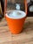 1970s Vintage Orange Plastic Ice Bucket/Champagne Bucket With White Lid For Sale - Image 5 of 6