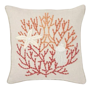 Schumacher Starfish 18" Pillow in Coral