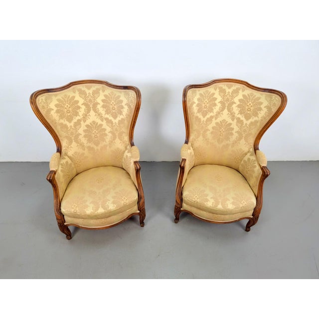 Rococo Rococo Style Wingback Armchairs, 1920s, Set of 2 For Sale - Image 3 of 17