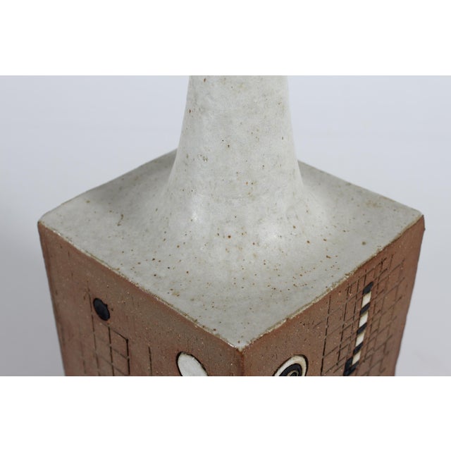 Textile Danis Stoneware Table Lamp with Graphic Decor by Hans Still for Axella, 1970s For Sale - Image 7 of 12