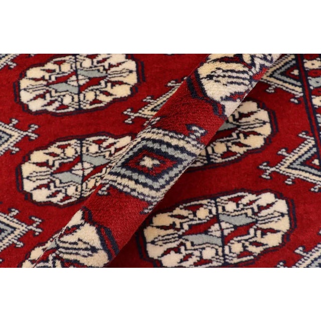 Maroon 1980s Shabby Chic Bokhara Maroon/Beige Wool Rug (2'1'' X 3'1'') For Sale - Image 8 of 12
